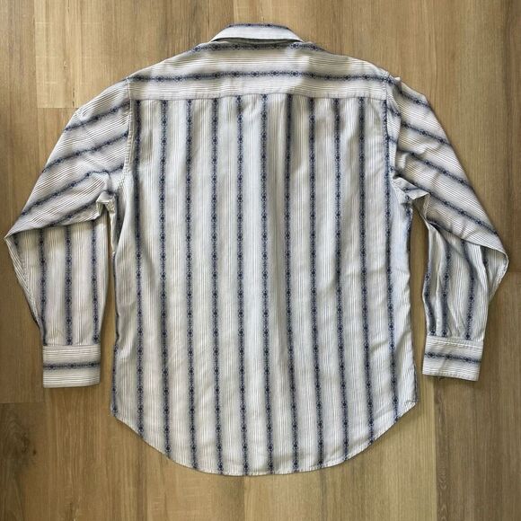 Robert Graham Mens Large Blue White Multi Stripe Long Sleeve Shirt Cotton EUC - Picture 6 of 6